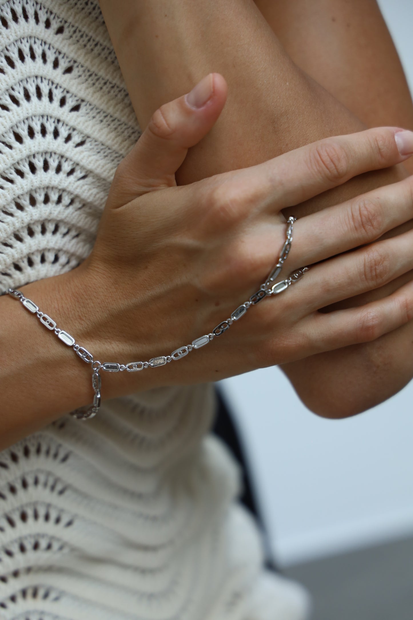 Sloane Handchain - Rhodium